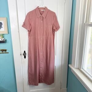 VTG Collared Red Plaid Style Maxi Dress Cottage Farmgirl Cabincore Size Large L